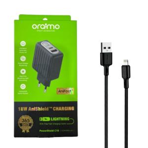 Kit Cargador Oraimo de 18W Negro con Cable Ligthning